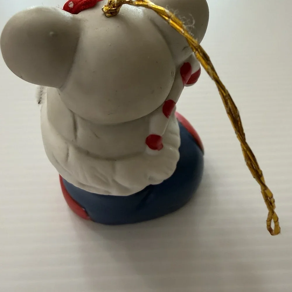 Vintage Christmas Ornament Lot Mouse In Boot Puppy In Santa Hat Giftco Bells